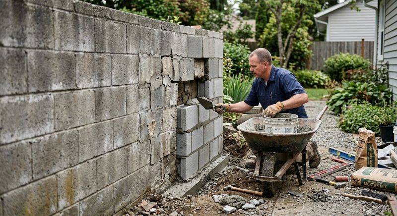 Cinder Block Wall Repair in Oceanside, CA