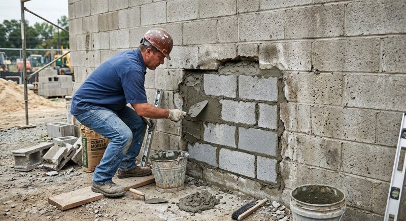Cinder Block Wall Repair in Vista, CA